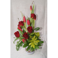 Rose & Tulip Flower Arrangement